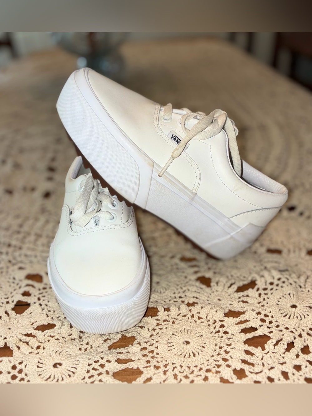 Vans Triple White Stack-form Leather Lace-Up Sneakers